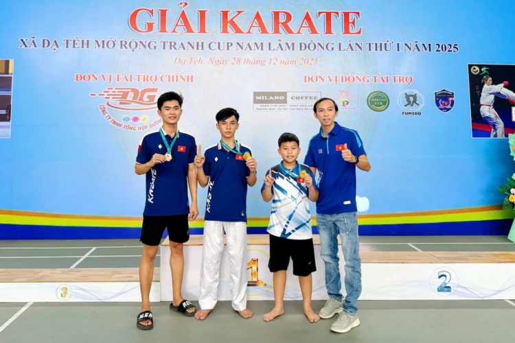 Karate Bến Cát giành thành tích cao tại giải Karate Đạ Tẻh mở rộng lần 1, 2025.