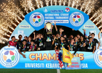 ĐH Quốc gia Malaysia đăng quang tại giải bóng đá TNSV Quốc tế lần 2 THACO Cup 2026. Ảnh: Minh Nguyệt.