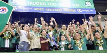 Trường Tươi Đồng Nai vô địch giải HNQG 2025/26, giành vé thăng hạng V.League 2026/27. Ảnh: Gia Hân.