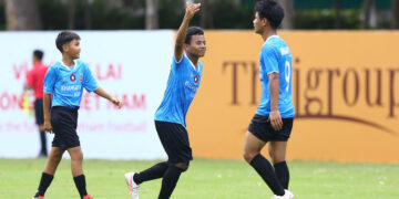 U14 Khamsay tạo nên bất ngờ khi đánh bại đối thủ đến từ Hàn Quốc 2-0.