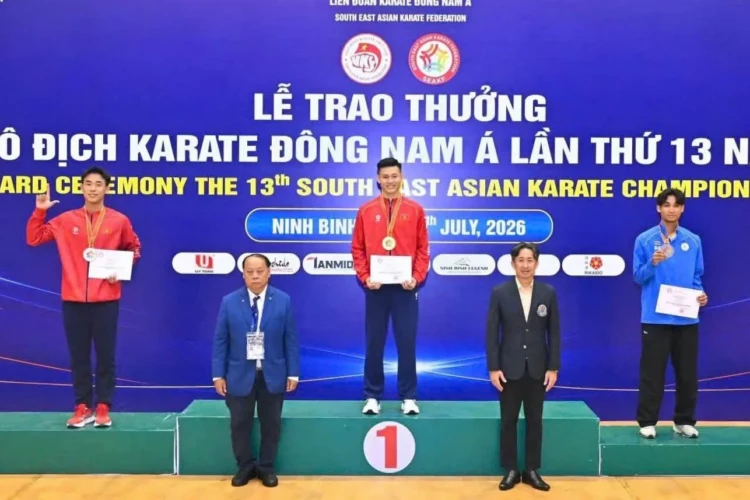 VĐV Nguyễn Chí Thanh (Việt Nam 1) xuất sắc giành HCV nội dung cá nhân hạng cân dưới 84 kg tại Giải vô địch Karate Đông Nam Á lần thứ 13-2026.
