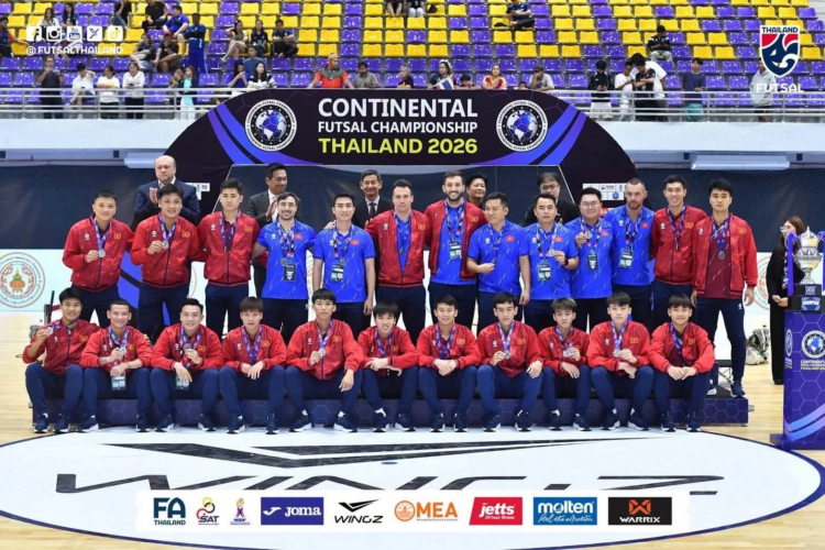Đội tuyển futsal Việt Nam khép lại hành trình tại Continental Championship 2026 bằng vị trí á quân. Ảnh: VFF