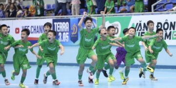 U11 HVBĐ Trường Tươi Đồng Nai xuất sắc giành quyền dự vòng tứ kết trong lần đầu tham dự giải. Ảnh: Gia Hân.