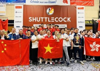 Đội tuyển đá cầu Việt Nam ăn mừng chức vô địch thế giới 2026 tại Hagen (Đức), sau khi giành 7 HCV, 1 HCB và 1 HCĐ, đứng đầu toàn đoàn. 3Ảnh: Cục TDTT Việt Nam